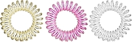 Резинки для волос, 3.5 см, желтая + белая + розовая - Ronney Professional S15 MET Funny Ring Bubble — фото N1
