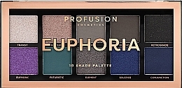 Парфумерія, косметика Палетка тіней для повік - Profusion Cosmetics Euphoria 10 Shades Eyeshadow Palette