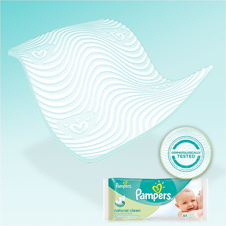 Дитячі вологі серветки Natural Clean, 128 шт. - Pampers — фото N8