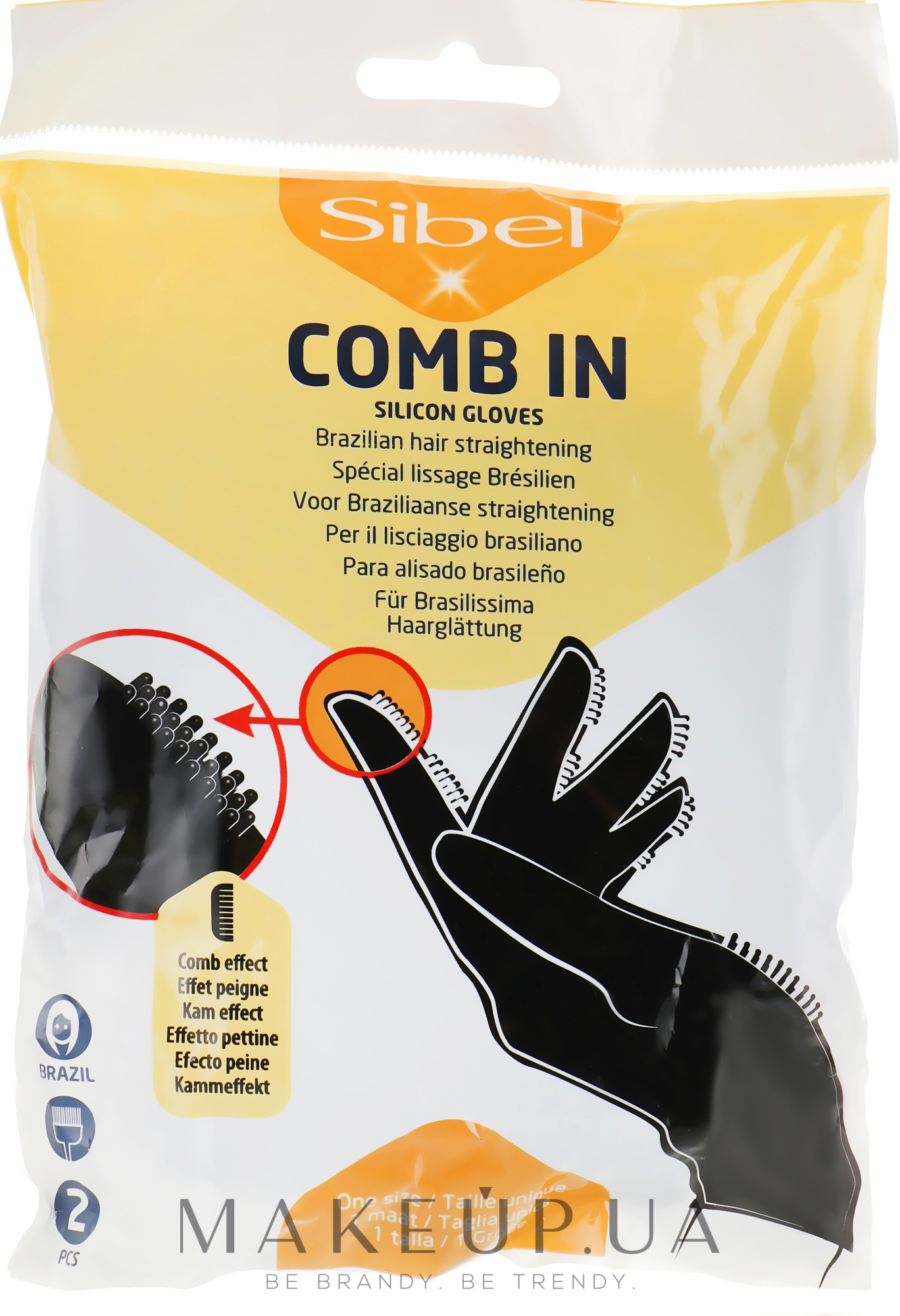 Рукавички силіконові з щетинками, чорні - Sibel Comb In — фото 2шт