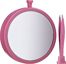 Кишенькове дзеркало з пінцетом, рожеве - Beter — фото N2