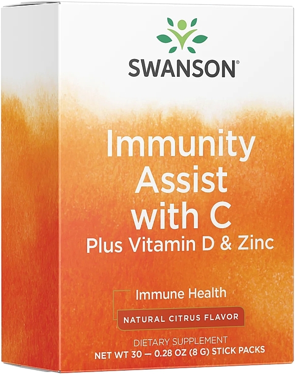 Пищевая добавка "Иммунная помощь с витамином С, D и цинком" - Swanson Immunity Assist with C Plus Vitamin D & Zinc Citrus Flavor — фото N1