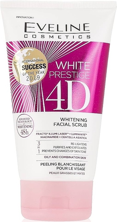 Отбеливающий скраб для лица - Eveline Cosmetics White Prestige 4D Whitening Face Scrub — фото N1