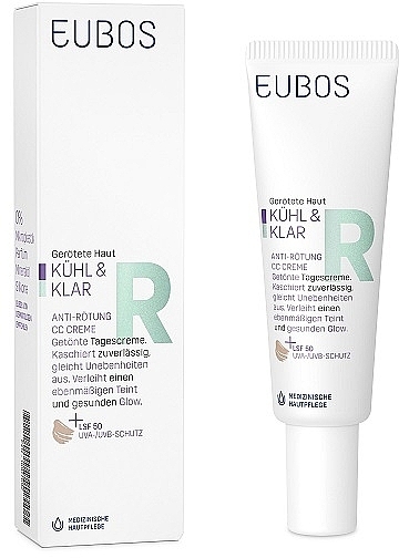 Солнцезащитный СС-крем для лица - Eubos Med Cool & Calm Redness Relieving SPF50 CC Cream
