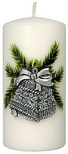 Парфумерія, косметика Декоративна свічка "Сріблясто-бірюзовий різдвяний дзвоник", 7x14 см - Artman Christmas Bell Candle