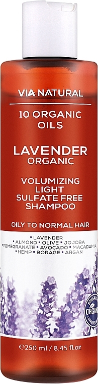 Увеличивающий объем легкий шампунь без сульфатов "Лаванда Органик" - BioFresh Via Natural Lavender Organic Volumizing Lite Sulfate Free Shampoo — фото N1
