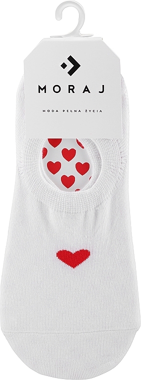 Жіночі шкарпетки-сліди із сердечком, 1 пара, білі - Moraj — фото N1