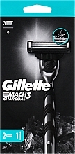 Духи, Парфюмерия, косметика Бритвенный станок с 2 сменными кассетами - Gillette Mach3 Charcoal 