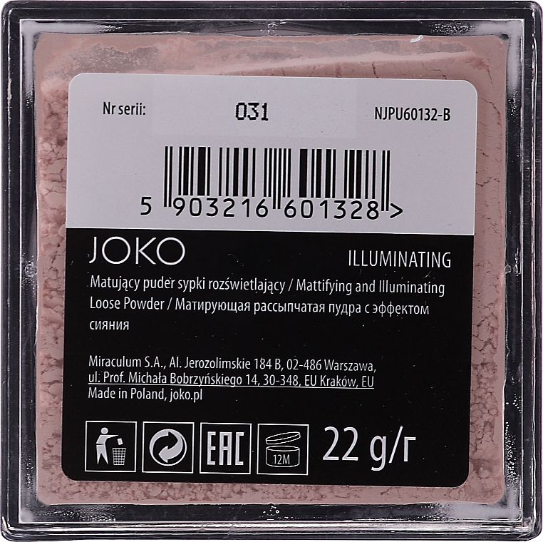 Матувальна розсипчаста пудра з ефектом сяйва - Joko Mattifying Illuminating Loose Powder — фото N2