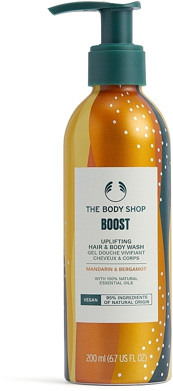Шампунь-гель для душа "Бергамот и мандарин". Заряд энергии - The Body Shop Mandarin & Bergamot Boost Uplifting Hair & Body Wash  — фото N1