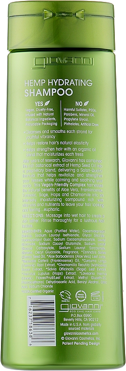 Зволожувальний шампунь з коноплями - Giovanni Hemp Hydrating Shampoo — фото N2