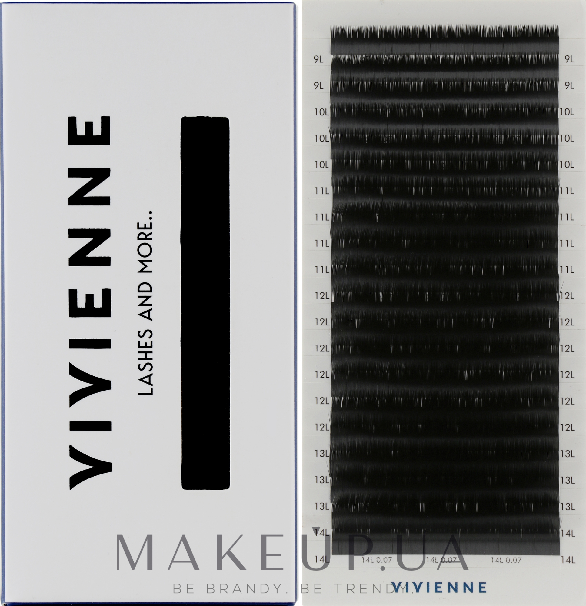 Накладні вії "Elite", чорні, 20 ліній (mix, 0.07, L, (9-14)) - Vivienne — фото 1уп