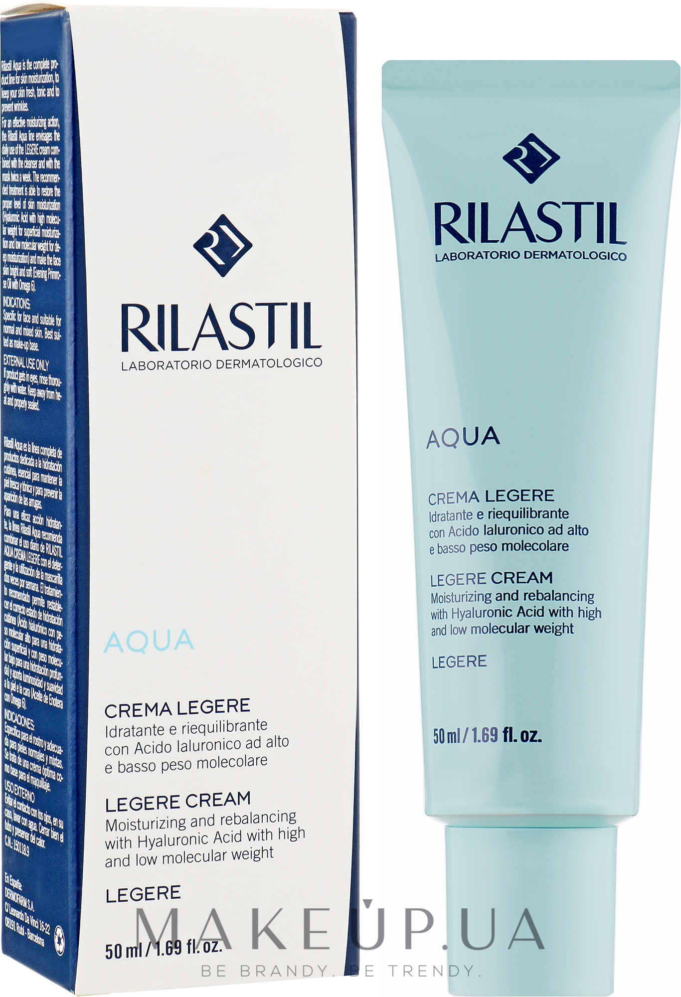 Живильний крем для відновлення водного балансу для нормальної й комбінованої шкіри обличчя - Rilastil Aqua Crema — фото 50ml
