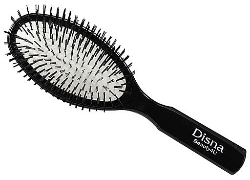 Гребінець для волосся овальний з нейлоновою щетиною, 22.5 см, чорний - Disna Beauty4U — фото N1