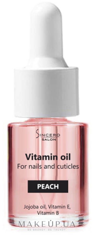 Вітамінна олія для нігтів "Персик" - Sincero Salon Vitamin Nail Oil Peach — фото 10ml