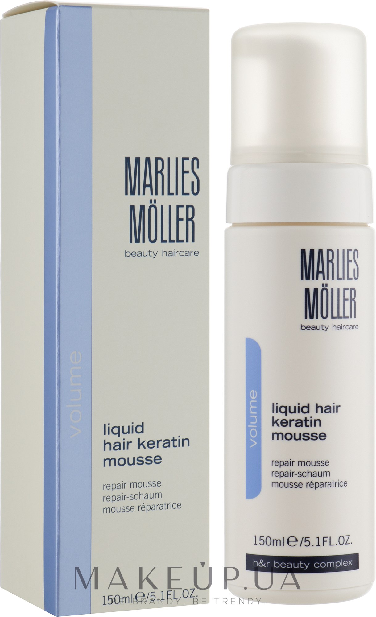 Мус для відновлення структури волосся "Ріжкий кератин" - Marlies Moller Volume Liquid Hair Keratin Mousse — фото 150ml