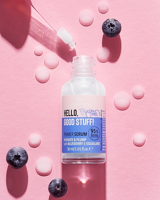 Праймер-сироватка для обличчя - Essence Hello, Good Stuff! Primer Serum Hydrate & Plump Blueberry & Squalane — фото N4