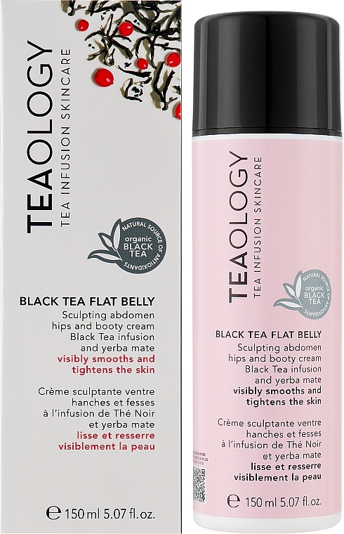 Зміцнювальний крем для живота, стегон, сідниць з настоєм чорного чаю та мате - Teaology Black Tea Flat Belly Cream — фото N2