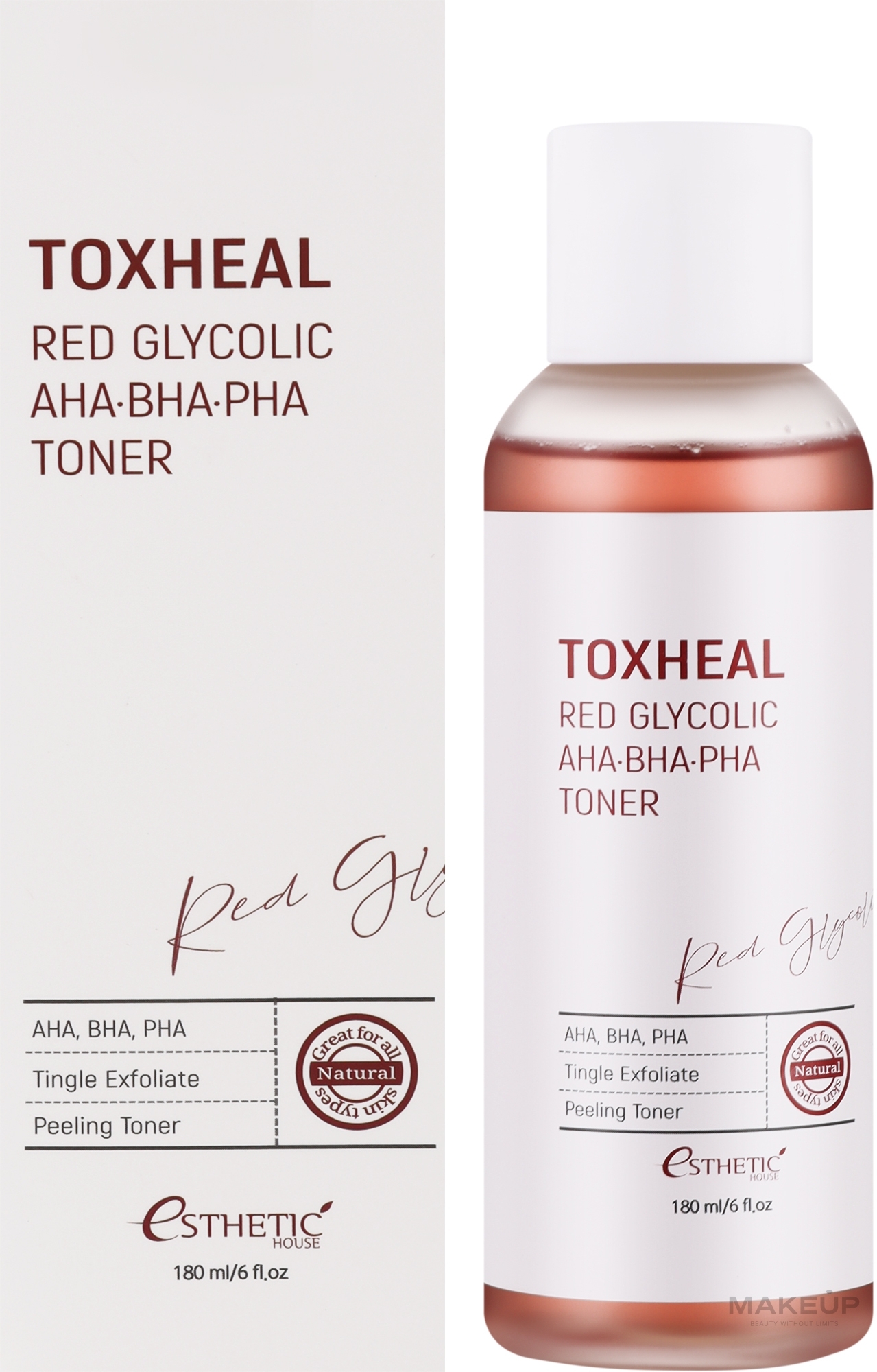 Пилинг-тонер с гликолевой кислотой - Esthetic House Toxheal Red Glycolic AHA-BHA-PHA Toner — фото 180ml