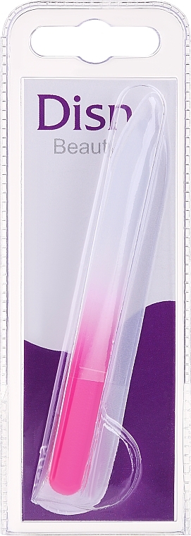 Пилочка для нігтів скляна, 9 см, біло-бузкова - Disna — фото N1
