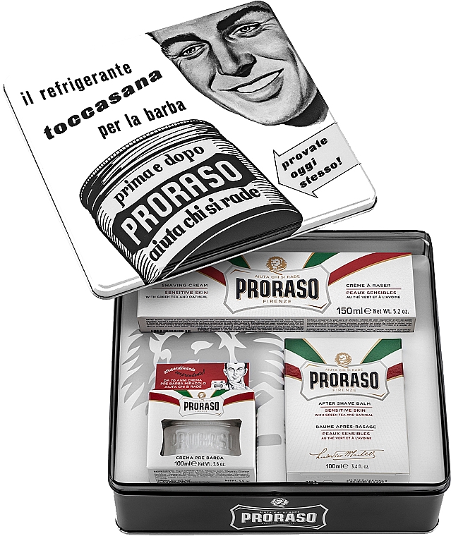Набор - Proraso Vintage Selection Toccasana 2020 X3 (pre shave/cr/100ml + shav/cream/150ml + after shave/balm/100ml + box) — фото N1