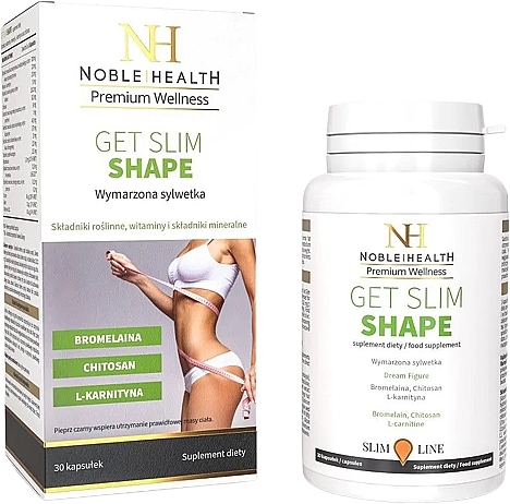 Харчова добавка для зниження ваги, капсули - Noble Health Get Slim Shape — фото N1