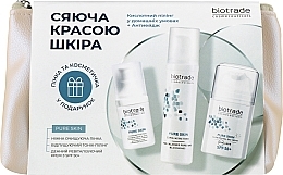 Набор "Сияющая красотой кожа", кислотный пилинг + антиэйдж - Biotrade Pure Skin (f/foam/20ml + f/cr/50ml + peel/60ml + bag) — фото N1