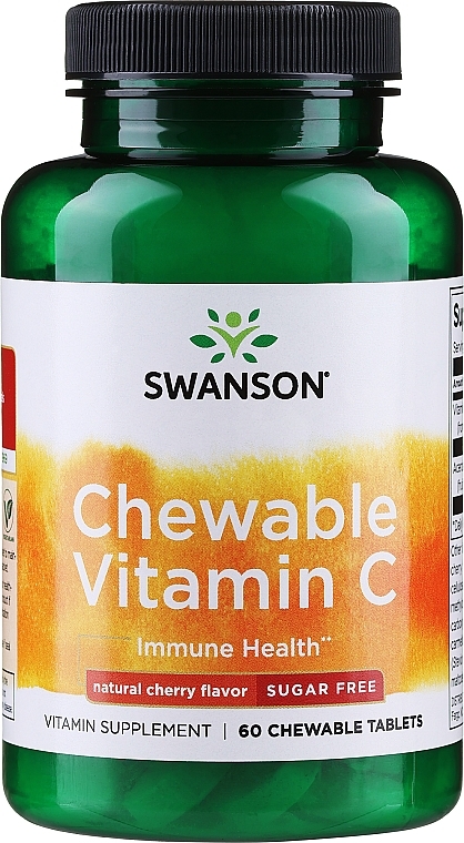 Жевательные таблетки "Витамин С", вишня, 500 мг - Swanson Chewable Vitamin C Cherry — фото N1