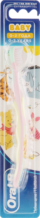 Дитяча зубна щітка, екстра-м'яка "Вінні Пух", 0-2 р., рожево-жовта - Oral-B Baby Toothbrush