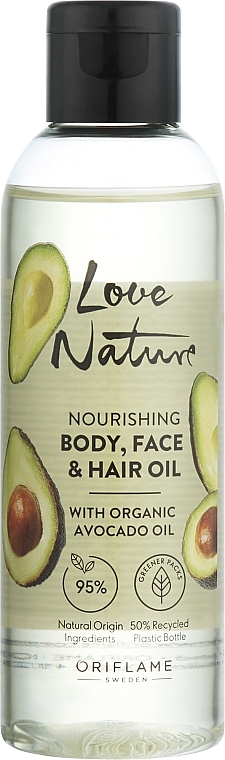 Питательное масло для тела, лица и волос с органическим авокадо - Oriflame Love Nature Nourishing Body Face And Hair Oil — фото N1