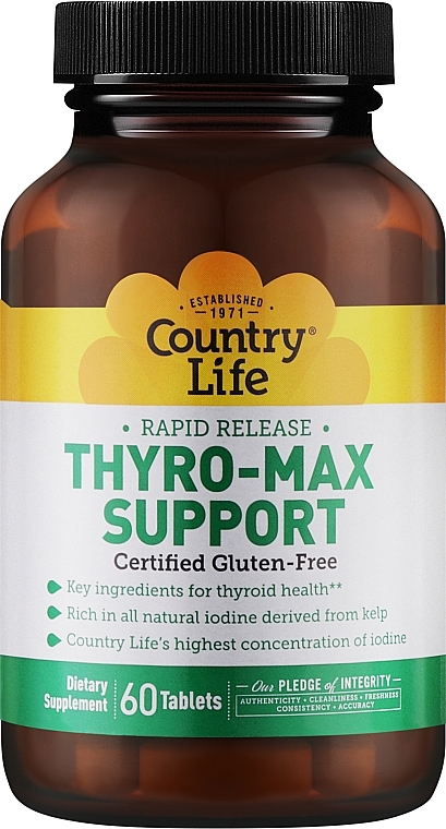 Натуральная добавка "Тиро-макс Саппорт" - Country Life Thyro-Max Support — фото N1