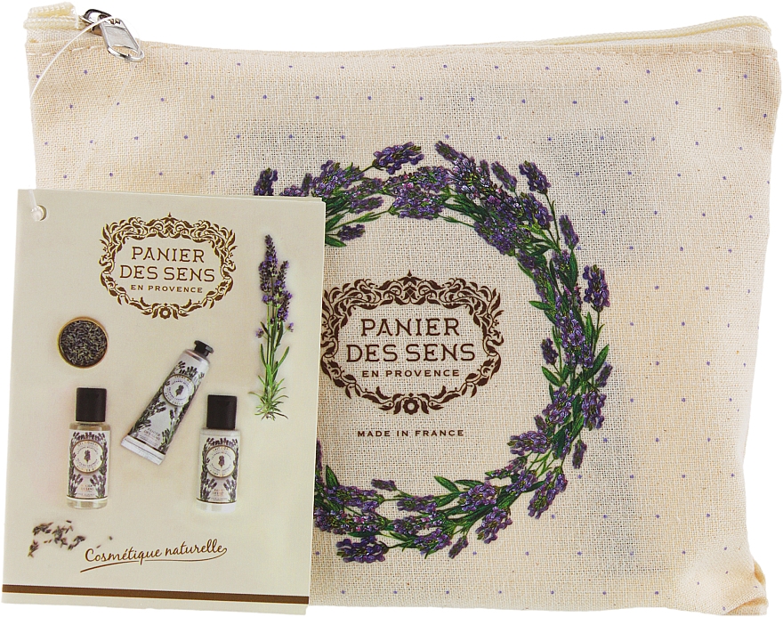 Набор для путешествий "Лаванда" - Panier des Sens Travel set Relaxing Lavender (h/cr/30ml + sh/gel/50ml + b/lot/50ml) — фото N1