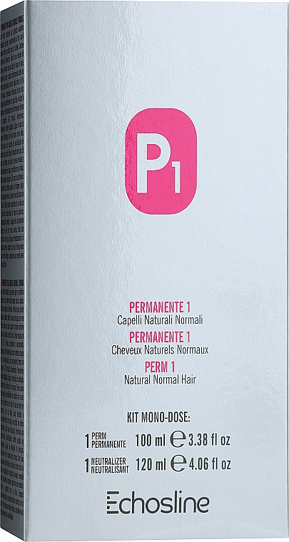 Комплект для химической завивки нормальных волос - Echosline Perm P1 (neutralizer/120ml + perm/100ml) — фото N1