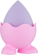 Спонж для макіяжу на силіконовій рожевій підставці, PF-58, фіолетовий - Puffic Fashion — фото N3