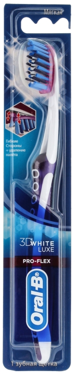 Зубна щітка, м'яка, фіолетова - Oral-Be Pro-Flex 3D White Luxe — фото N1