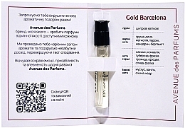 Парфумерія, косметика Avenue Des Parfums Gold Barcelona - Парфумована вода (пробник)