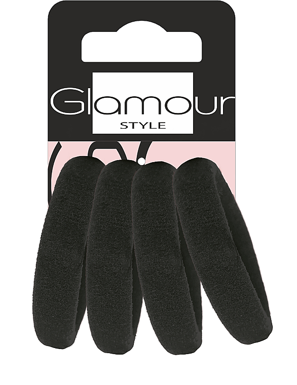 Резинки для волос широкие, 417534, черные - Glamour — фото N1