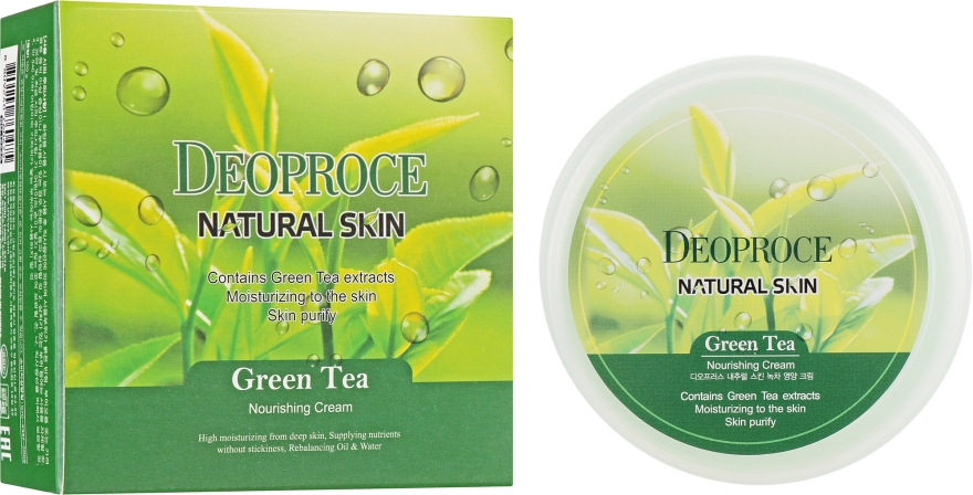 Антивозрастной восстанавливающий крем для лица с гиалуроновой кислотой, экстрактом зеленого чая и витамином Е - Deoproce Natural Skin Green Tea