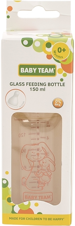 Пляшечка для годування скляна, від народження - Baby Team 1210 — фото N1