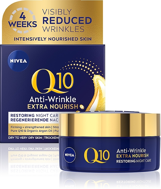 Відновлюючий нічний крем проти зморщок - NIVEA Q10 Anti-Wrinkle Extra Nourish Restoring Night Care — фото N1