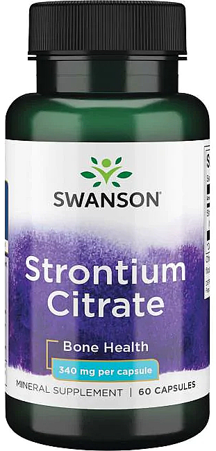 Пищевая добавка, 340 мг, 60 капсул - Swanson Strontium Citrate — фото N1