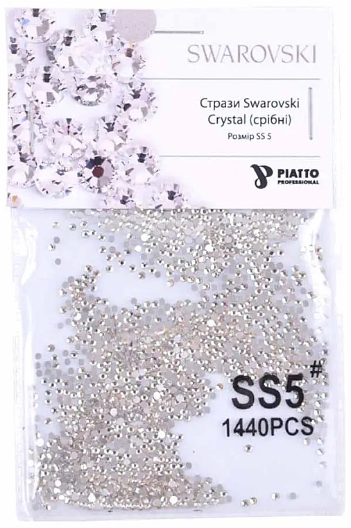 Стрази для нігтів "Swarowski Crystal", 2000, срібло, 1440 шт. - Piatto — фото N1