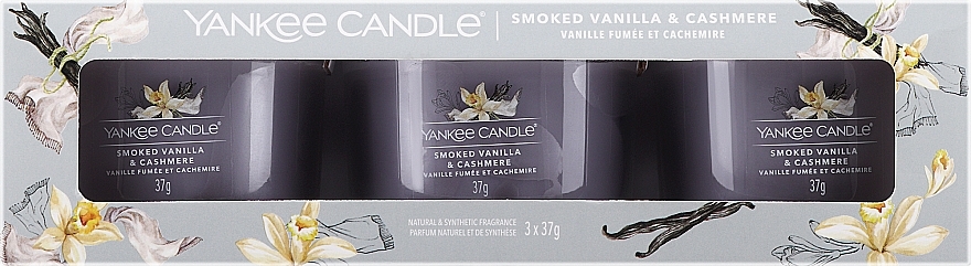 Набор - Yankee Candle Smoked Vanilla & Cashmere (candle/3x37g) — фото N1
