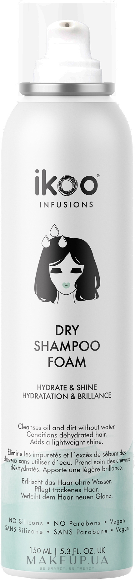 Сухий шампунь-піна "Зволоження і блиск" - Ikoo Infusions Shampoo Foam Color Hydrate & Shine — фото 150ml