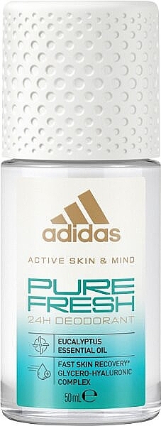 Дезодорант-антиперспірант кульковий для жінок - Adidas Active Skin & Mind Pure Fresh Deodorant Roll-On — фото N1