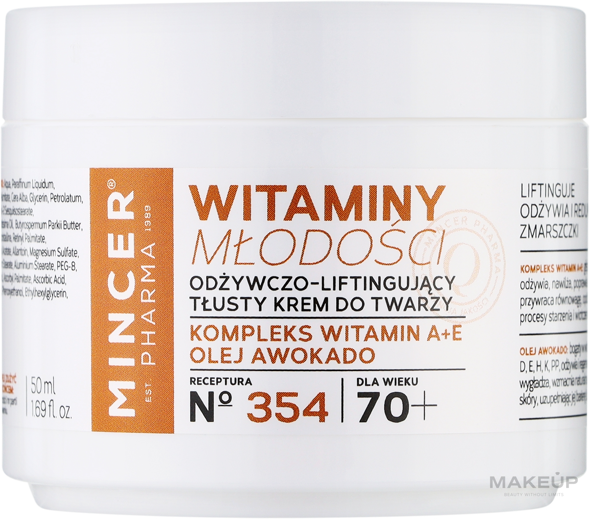 Крем для обличчя 70+ - Mincer Pharma Witaminy № 354 — фото 50ml