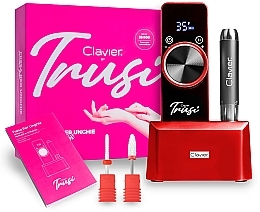Мобильный аккумуляторный фрезер для маникюра, красный - Clavier Trusi 65 W — фото N1