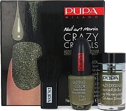 Духи, Парфюмерия, косметика Набор для ногтей - Pupa Crazy Crystals Nail Art Kit №12 Urban Khaki (Nail/5ml + Crystals + Mini Brush + Tray) 