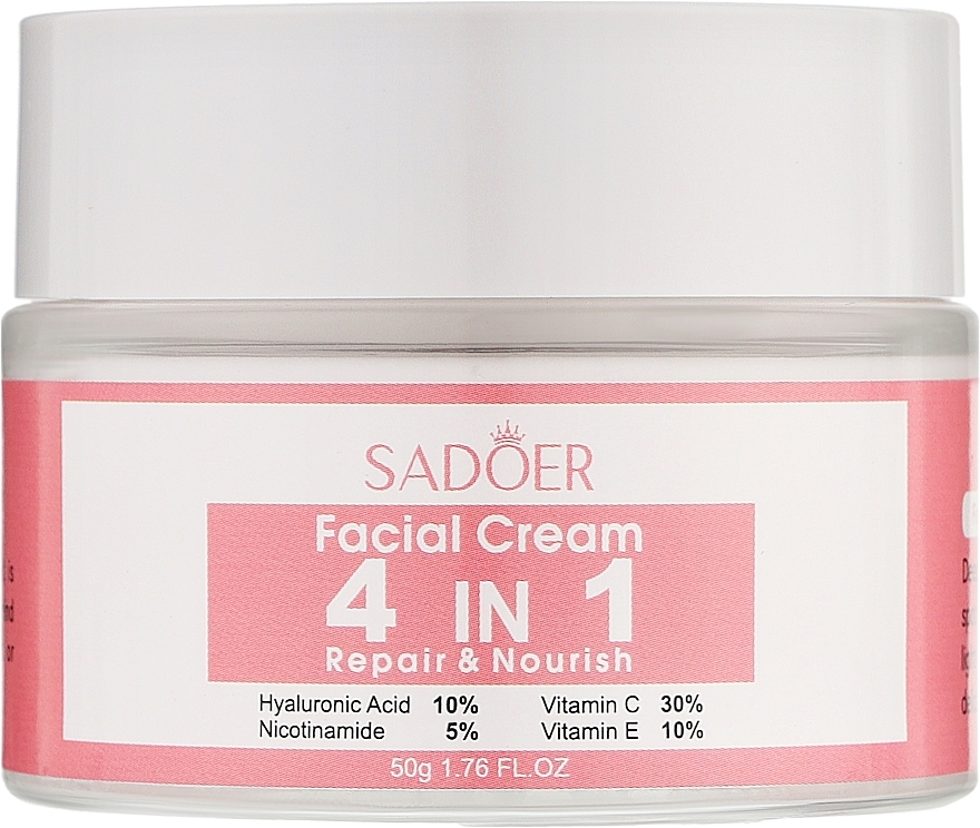 Крем для лица - Sadoer 4 in 1 Repair & Nourish Face Cream