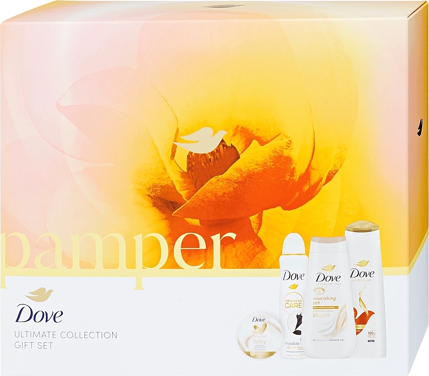 Набор - Dove Pamper Ultimate Collection Gift Set (shm/250ml + deo/150ml + sh/gel/225ml + b/cr/300ml) — фото N1